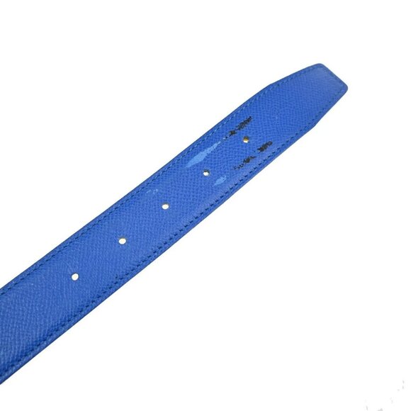 HERMES H Logo Constance Reversible Buckle Belt Leather #80 SHW Blue YW 82YH574 - Picture 8 of 16